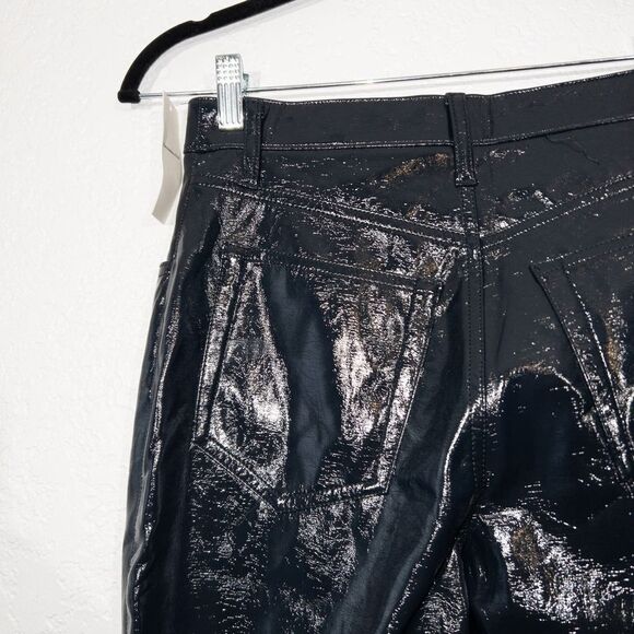 NWT Abercrombie & Fitch Black Straight High‎ Rise Patent Leather Pants Size 27 - Picture 8 of 9